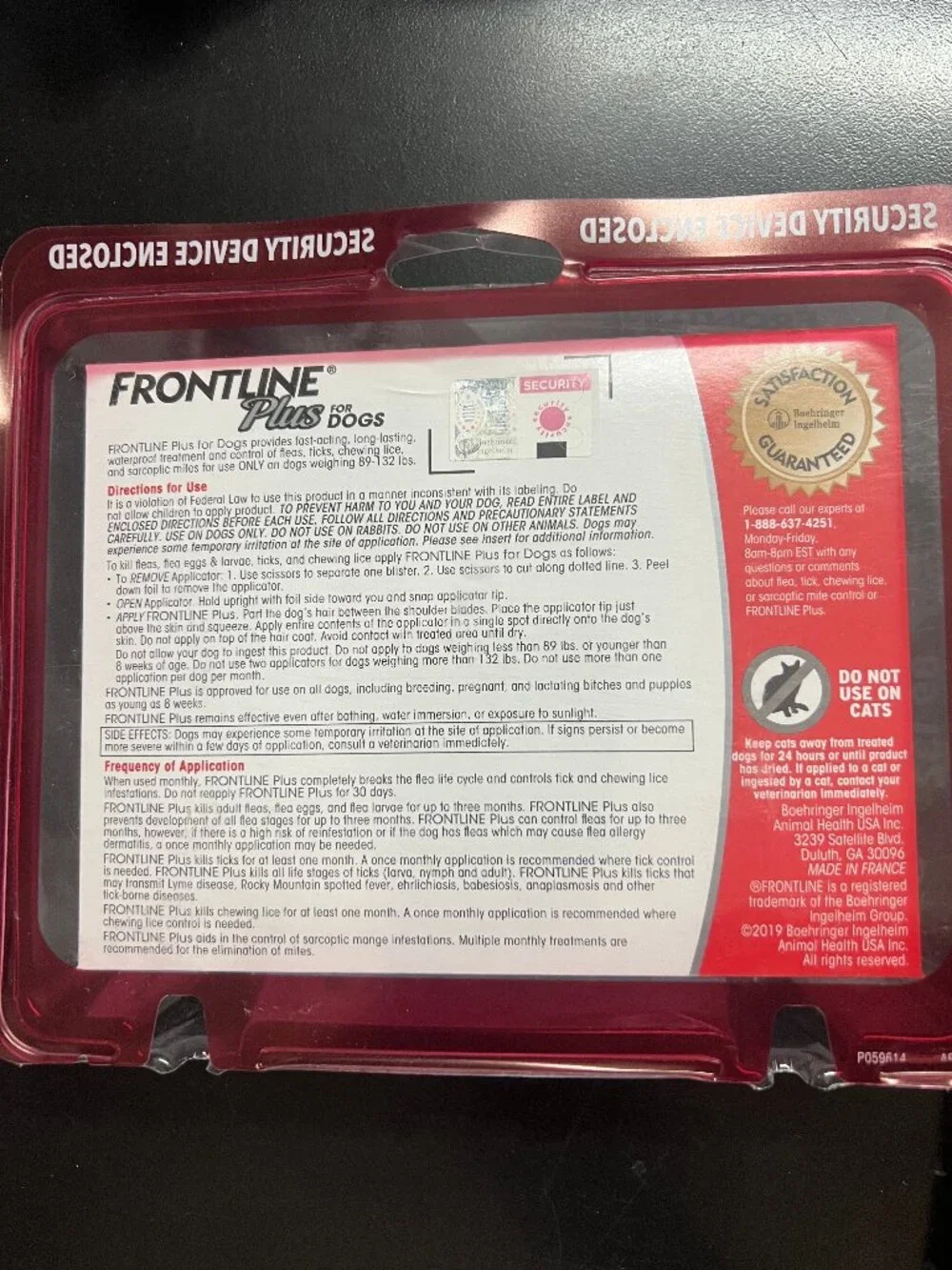 FRONTLINE Plus Flea & Tick Control Dogs 89-132 lbs 6 Doses